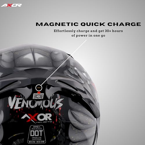 Image of Axor X Altor Apex Venomous Smart Helmet - Bluetooth, High-Impact, Scratch-Resistant Visor, Sensor- Black Grey, L