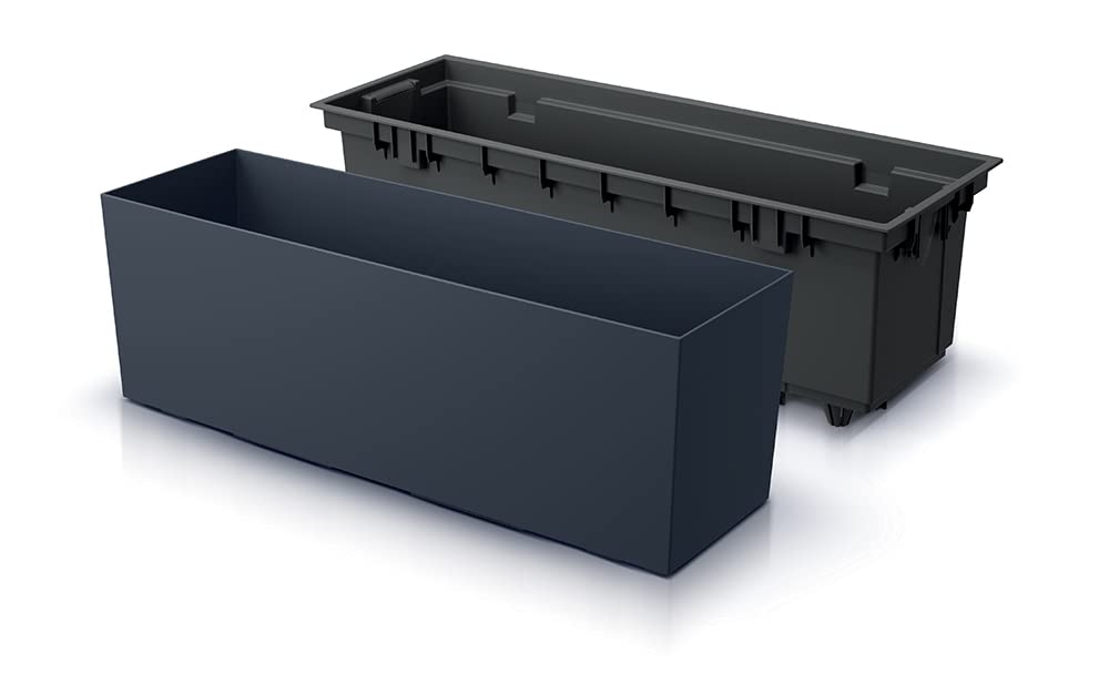 Tymar - Maceta rectangular alta para exteriores, protección contra miradas indiscretas, alargada, color blanco, 58 x 18 x 20 cm