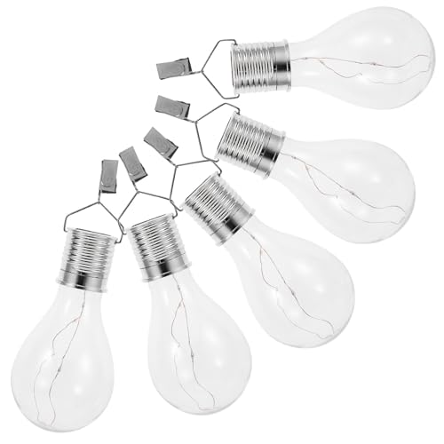 BUTIFULSIC 5 Bombillas Solares LED para Jardín y Patio, Luz Colgante Consumo Material Abs y Pc, Diseño Clásico y Alta Transparencia para Decoración Exterior