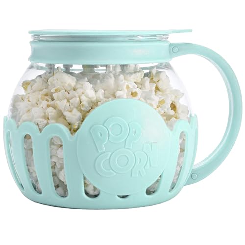 Krujecnt Olla Para Palomitas, 2.25 Quart Recipiente Para Palomitas Con Tapa, Pop Microondas Popcorn Popper, Vidrio De Borosilicato A Prueba De Temperaturas, Apto Para Lavavajillas