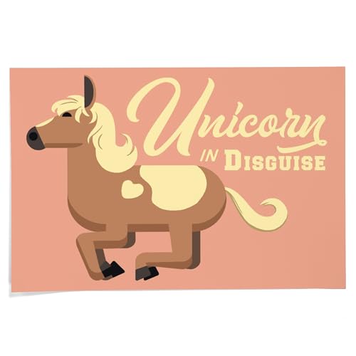 Lantern Press 24x36 Inch Giclee Art Print Wall Decor, Pony, Unicorn in Disguise, Geometric