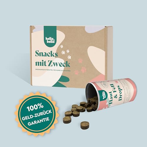 HELLOBELLO Kaltgepresste Haut & Fell Drops für Hunde 2X 350g mit B-Vitaminen & Omega 3 - Glänzendes Fell für Hunde - Für glänzendes Fell Hund, Hautprobleme Hund