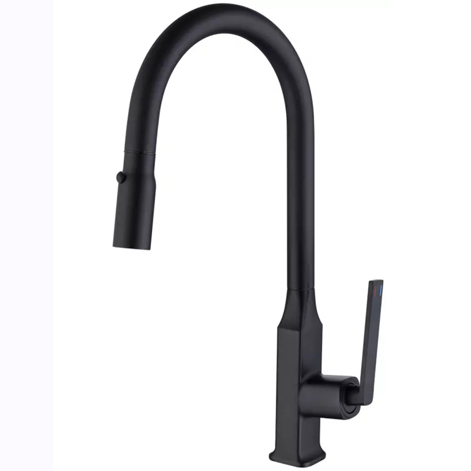 Mitigeur de cuisine noir mat extensible en laiton à 2 modes de pulvérisation pour évier