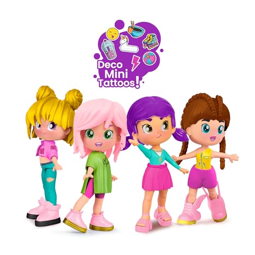 Pinypon TOP Girls Blonde Top-Mädchen mit Street-Style-Outfit, 11 cm bewegliche Figur mit Armen und Beinen, doppelseitig, austauschbare Kleidung und Schuhe, ab 4 Jahren, berühmt (PNN00100)