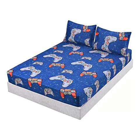 SDIII Blue Game Fitted Sheet Set (Full, Blue) Cover