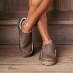 OLUKAI Moloa Slipper Men's Slippers, Premium Nubuck Leather Slip On Shoes, Shearling Lining & Gel Insert, Drop-In Heel - Image 5