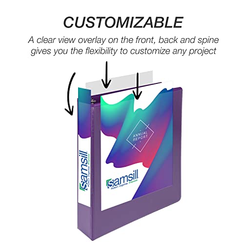 Image of Samsill Durable 1.5 inch 3 Ring Binder, D Ring Binder, 100% Recycled Chipboard, Purple, 4 Pack