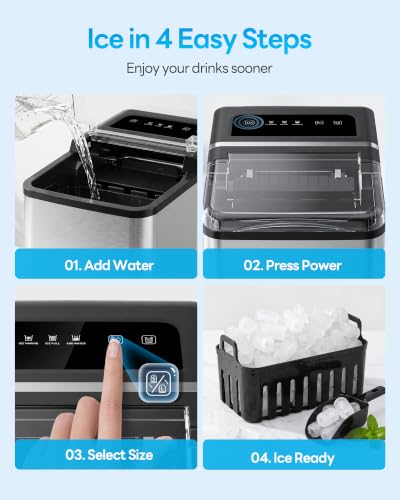 Sencre Ice Makers Countertop 26 5Lbs 24H Ice Machine with 2 Sizes Bullet Ice 9 Ice Cubes - image 9