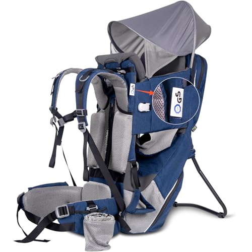 Baby-Backpack-Carrier-Premium-Toddler-Carrier-Hiking-Backpack-with-Sun-Shade-Safe-and-Comfort-Adjustable-Child-Seat-Toddler-Hiking-Baby-Carrier-with-Large-StorageAdjustable-StrapsBlue