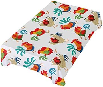 DOMIKING Tablecloth 54x54 Table Cloth - Rooster Square Table Cloth for Festival Tablecover for Kitchen Dinner Parties Tabletop Decor