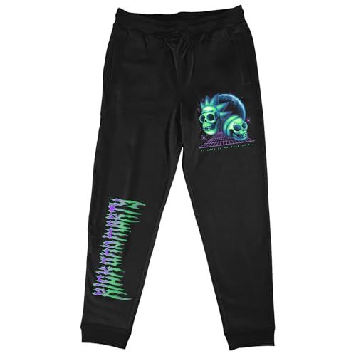 Bioworld Rick and Morty Skulls and Metal Title Men's Black Joggers