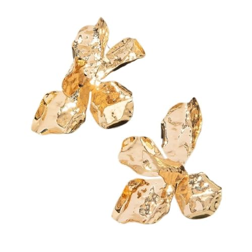 Exaggerated Spray Paint Flower Earrings European American Metal Petal Statement