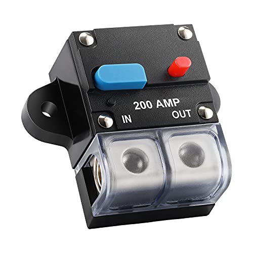 200A Schutzschalter, Briidea Automatische Sicherung Automatik Schalter Wasserdicht 12V/24V mit manuellem Reset, Inline-Sicherungshalter Wechselrichter für Auto Boot Motorrad Marine Cover