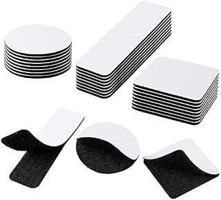 HOMMAND Double Sided Hook and Loop Pads, 24 Pcs Hook and Loop Tape Self Adhesive Heavy Duty Sticky Pads, Extra Strong Fastening Tape Hook and Loop Fastener, Rectangle/Squares/Round (Black)