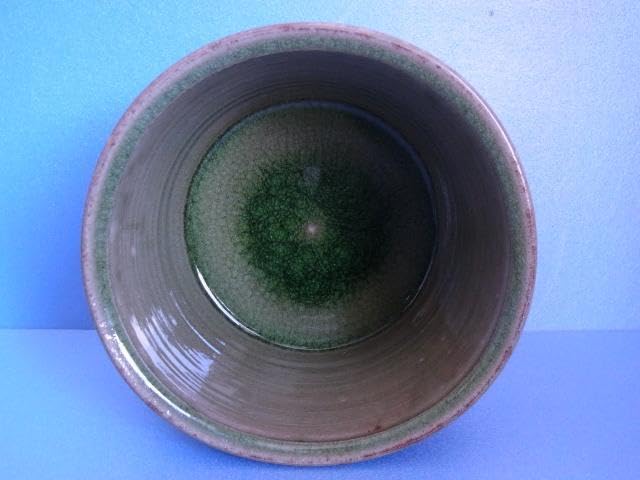 益子焼中村文昌緑灰釉水指緑釉共蓋漆塗蓋茶道具共箱落款掛け流し