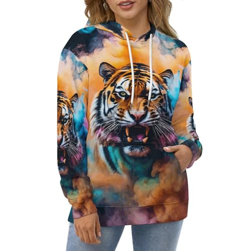 Zakqeik Men's Leopard And Flower Hoodie Unique Sweatshirt Pullover Hooded With Pocket3