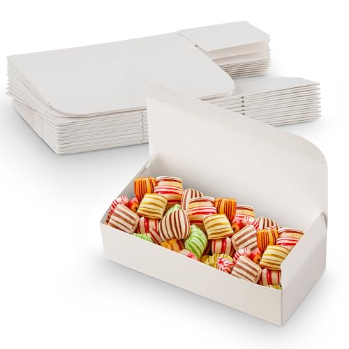 MT Products White Gift Boxes for Candy & Chocolates - 5" x 2 1/4" x 1 1/4" - Extra Small Auto-Bottom Fudge & Truffle Box (Pack of 20) - Made in USA - Ideal for Jewelry & Soap