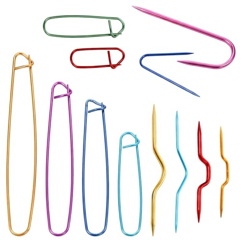 JJUNW 12Pcs Cable Needle Set Cable Needles for Knitting with Bent Needles Knitting Tool Accessories for Sewing Weaving Sweaters Yarn Crafts