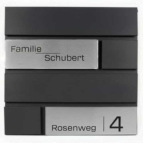 Grafner Premium Briefkasten personalisiert, RAL7016 mit Zeitungsfach und 2 Schlüssel, moderner Postkasten mit Name Straße Hausnummer, anthrazitgrau Wandbriefkasten graviert, mit Montagematerial Grafner Premium Briefkasten personalisiert, RAL7016 mit Zeitungsfach und 2 Schlüssel, moderner Postkasten mit Name Straße Hausnummer, anthrazitgrau Wandbriefkasten graviert, mit Montagematerial