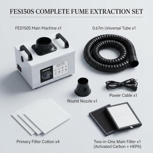 Image of SYNCRA Fume Extractor | Smoke Absorber With Tiltable Intake Angle | Includes 8 Carbon Filters | Tabletop Suction Fan For Electronics Projects (FE1150S)
