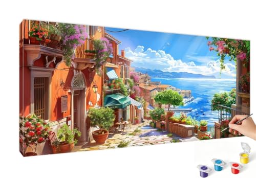 Paint by numbers adult de 100x200cm para relajarte pintando un hermoso paisaje de mar