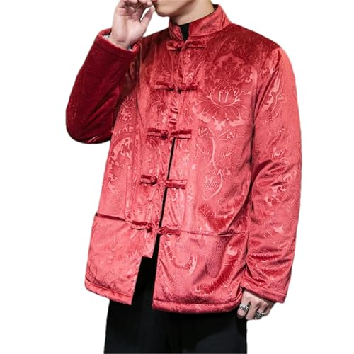 Veste d'automne homme style chinois chaude en coton pour sorties décontractées