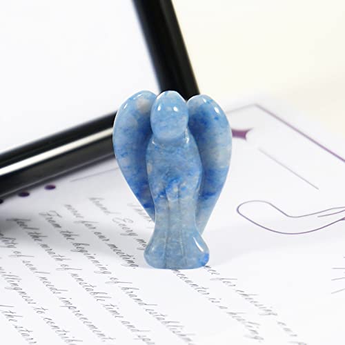 soulnioi 1.5" Natural Healing Crystal Gem Statue Guardian Angel Figurine for Home Room Decoration Ornament (Blue Aventurine) - Image 4