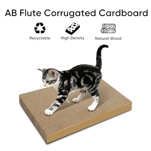 Image of 8 Packs Cat Scratcher, Cat Scratching Board for Indoor Cats and Kitten, Large Size Cat Scratching Pad, Durable&Premium Recyclable Cardboard Cat Scratcher