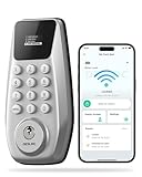 DESLOC C100 Plus Built-in WiFi Smart Lock, Keyless Entry Door Lock with Display, Keypad Deadbolt for Front Door, App Remote Control, Anti-Peeping Password, BHMA Grade 3, Silver
