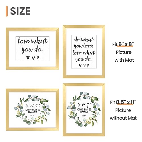 Image of upsimples 8.5 by 11 Picture Frame, Gallery Glass Photo Frames, 3Pcs, Gold