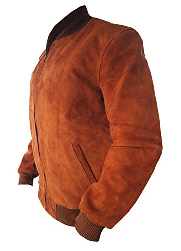 Mens Bomber Style Brown Suede Leather Jacket4