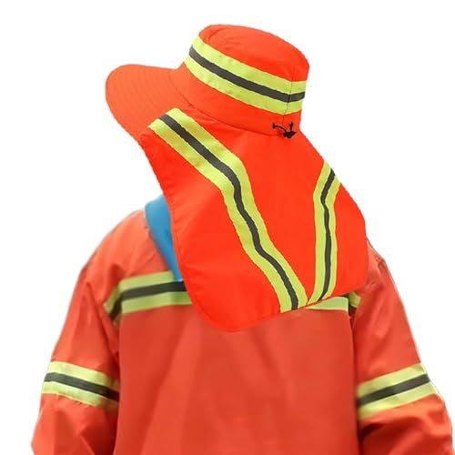 Image of Unisex High Visibility Reflective Bucket Hat Mesh Wide Brim Work Safety Boonie Hat Sun Protection Packable Sun Cap Bucket Cap