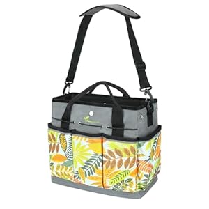 MORROWIND Gartentasche aus Oxford-Gewebe, Gartenwerkzeugtasche mit Taschen & verstellbarem Schultergurt, Garten-Aufbewahrungstasche mit Reißverschlusstasche für Gartenarbeit im Hof, Grün Floral