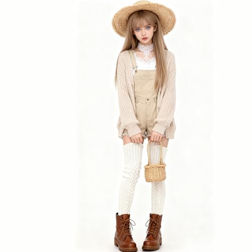 Image of YELAIVP Women's Cable Knitted Thigh High Boot Socks Extra Long Winter Stockings Over Knee Leg Warmers