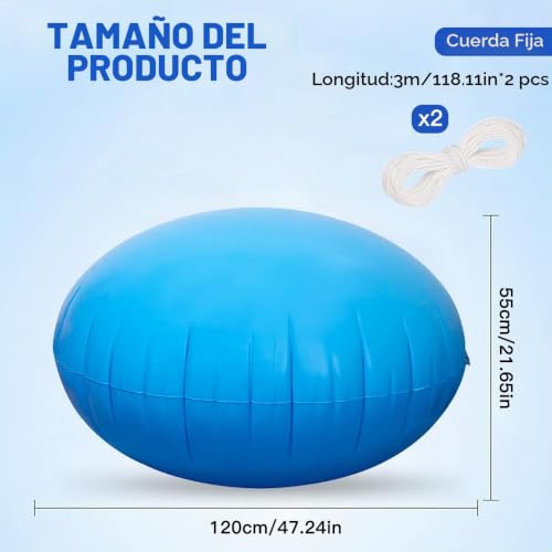 Miniatura 7 de Bngxr Cojín De Piscina Para Invierno, 120x120cm Colchón De Aire Para Piscina Con Juego De 2 Cuerdas De 3 M, Cojín De Aire De Piscina, Cojín De Aire Para Piscina Azul Para Cierre De Invierno De Piscina