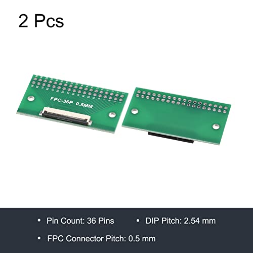 sourcing map 2 Stück FFC FPC PCB Konverterplatine 36 Stifte 0.5mm Neigung auf DIP 2.54mm Einseitig für LCD 3D Drucker Kamera DVD TV Laptop Audio