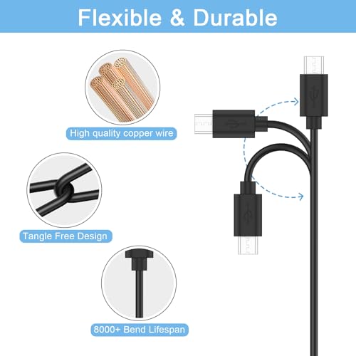 Micro USB Charger Cable for PS4 Controller, Xbox One X S, Kindle Paperwhite, Amazon Fire Tablet, Roku Streaming Stick Express Premiere+, Fire TV Stick, AST Charger & 480Mbps Data Sync Power Cord