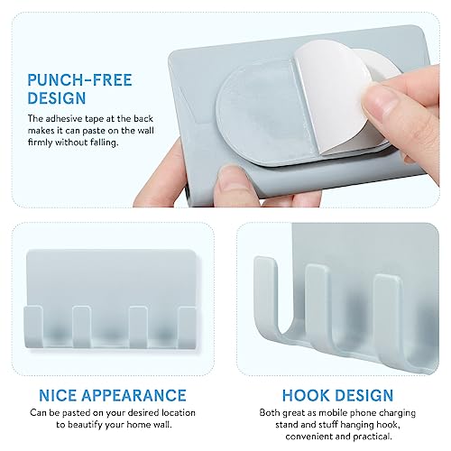 Ukcoco Cell Phone Wall Mount, 3 Pack Multi Purpose Plastic Phone Charging Dock Holder Shaving Razor Towel Hook Bracket For Smartphone Tablet Ereader (Mixed Color) #TOP5