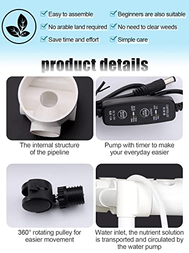 Miniatura 7 de Kalolary Kit De Cultivo Hidropónico, 4 Capas 108 Agujeros Sistema Hidropónico Kit De Cultivo Hidropónico De Pvc Con 12 Tubos Hidropónicos Para Hortalizas En Casa Jardín Y Oficina