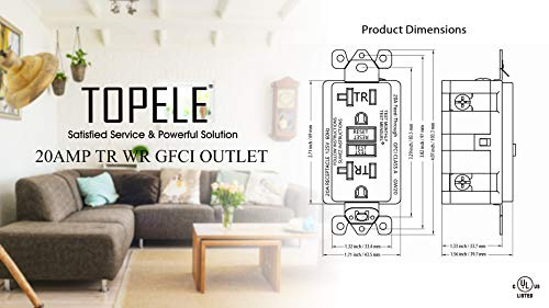 Topele 20Amp Gfci Outlet, 125 Volt Weather-Resistant Receptacle, Indicator With Led Light, Nylon Wall Plate And Screws Included, White #TOP3
