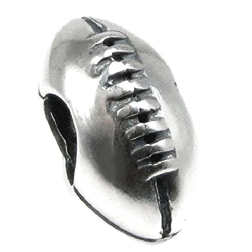 Amoony Beads USA Football Charm 925 Sterling Silver Rugby Ball Charm Sport Charm for Bracelets