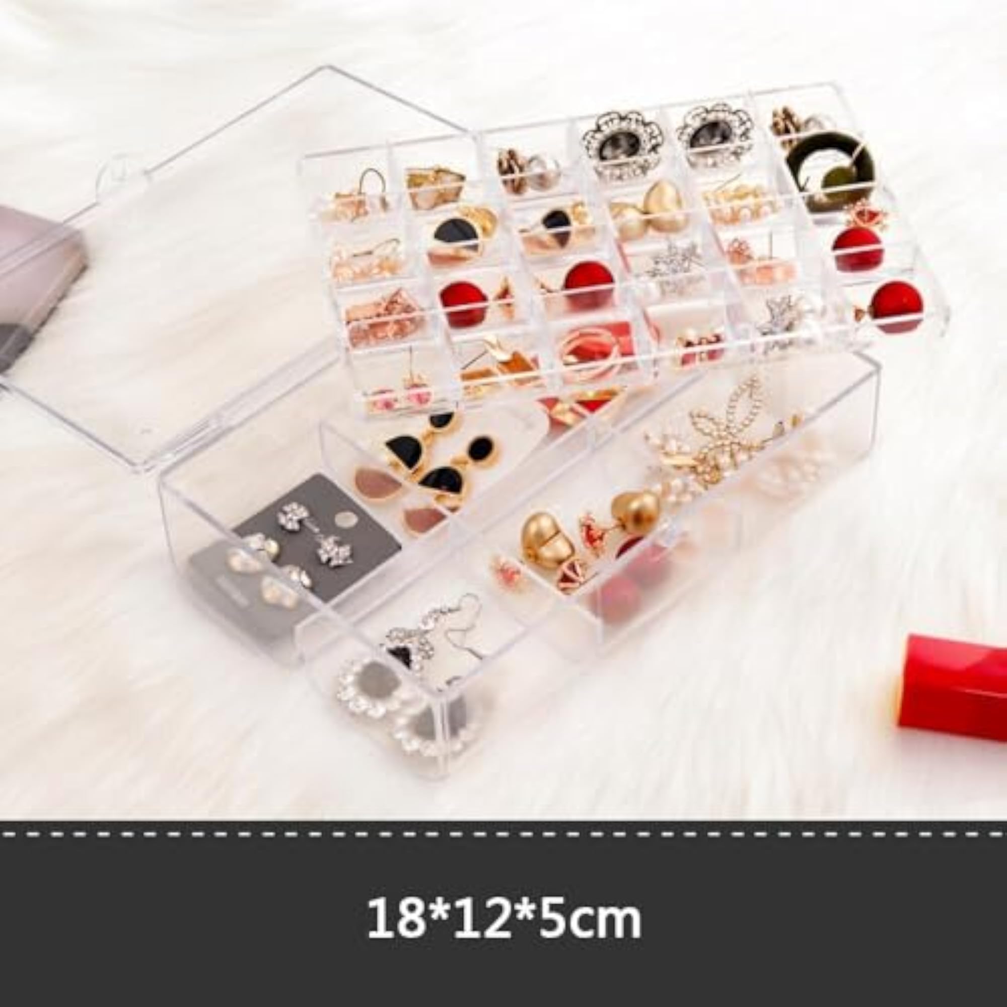 2 Layer Acrylic Jewelry Storage Box, Grid Box Organizer