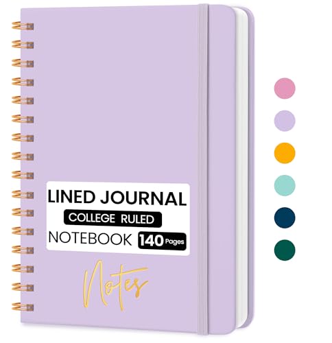 CICPAP Lined Spiral Journal Notebook, A5 College Ruled Notebook for