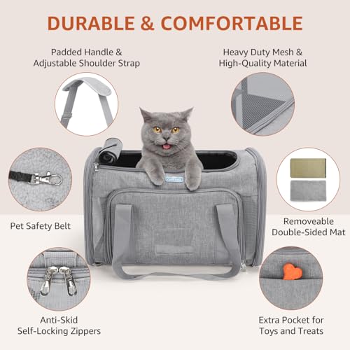 Miniatura 5 de Nobleza Transportin Gato Perro Extensible Bolsa De Transporte Para Mascotas Plegable Transpirable Aerolínea Aprobada Con Correa De Hombro Ajustable Tazón Plegable