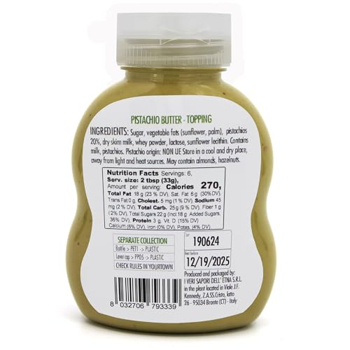Pistachio Butter Squeeze Botttle 200 g (7.05 oz), Sicilian Pistachio Cream, Ideal for coffee, desserts, pancakes, gelato, tostadas and more, Product of Italy, Gusto Etna - Thumbnail 2