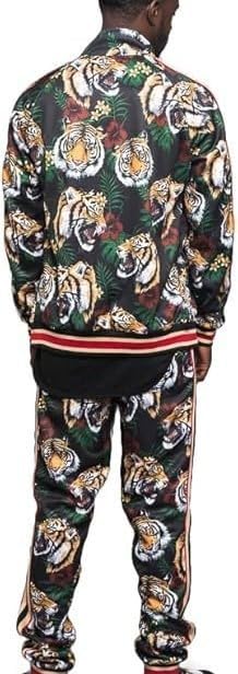 G-Style USA Men's Full Zip Jacket Sweatpants Casual G Striped Tiger Track Suit ST569 - Black - 5X-Large - Image 2