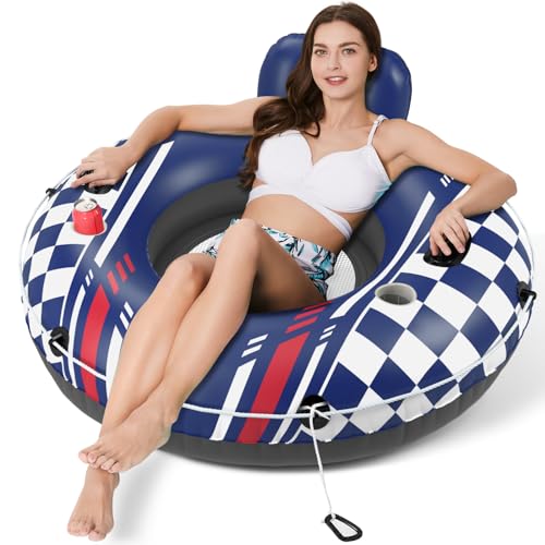 Jasonwell Inflatable River Tube Float - Heavy Duty River Float Pool Floats Lake Premium Water Tubes for Floating Recreational River Raft Lounge Floaties with 2 Cup Holders for Adult