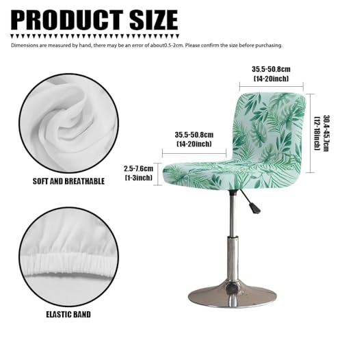 Image of Green Leaf Bar Stool Covers Seat Covers for Dining Room Chairs Set of 4,Stretch Chair Seat Slipcovers Protector Removable and Washable Kitchen Dining Chair Covers
