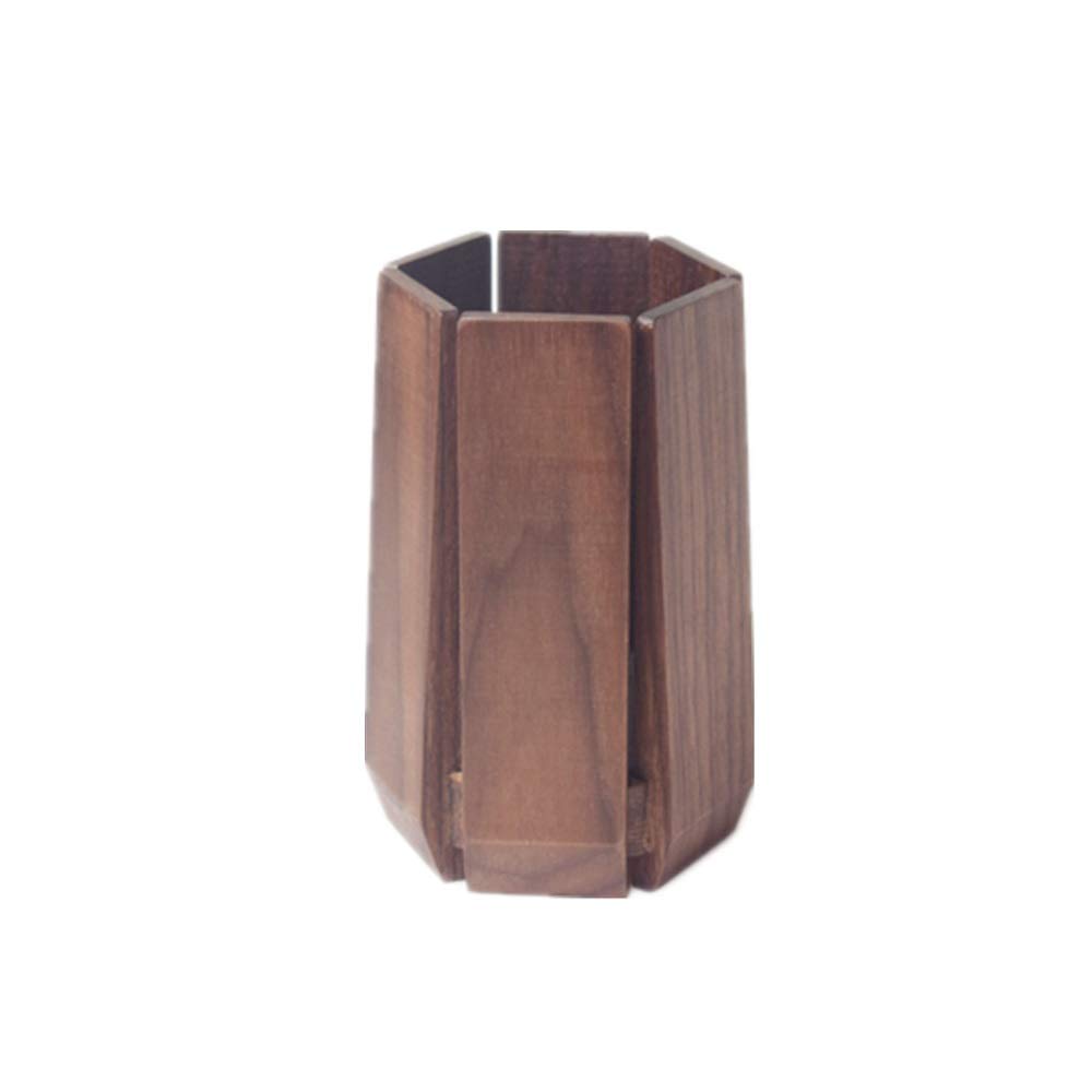 WanuigH Pen Holder Hexagonal Pen Holder Wooden Storage Pen Holder Household Pen Holder Office Pen Holder Widely Used (Brown,12.1x7x8cm)