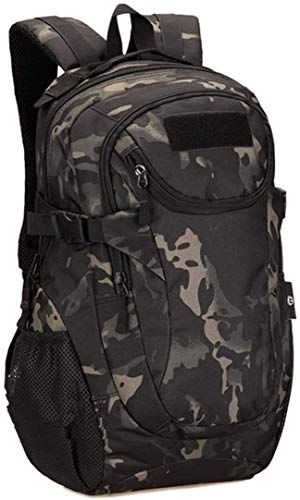 SYMALL 25L Hombre Mochila de Marcha Táctico Militar Bolsa de Hombro Impermeable Aire Libre Mochila Escolar Deportes Acampada Ciclismo Viajar Mujer Mochila Ligera Senderismo, Camo Negro Cover